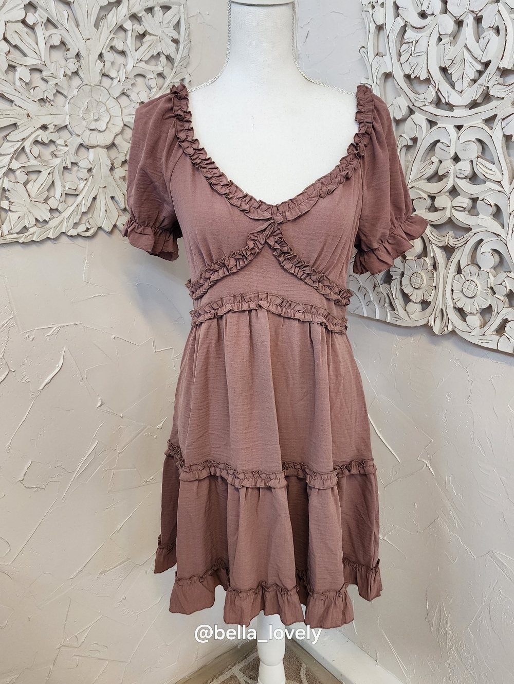Spring Flowy Women's Mauve Ruffle Tiered Dress